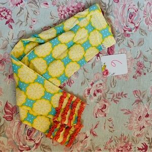 Bright Lemon Print Headband with Ruffled Accent